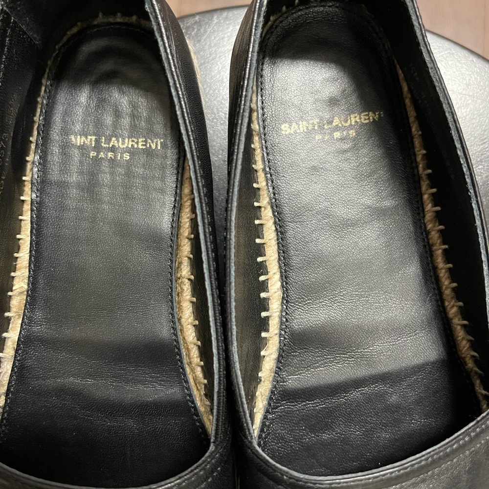 YSL Logo Leather Espadrilles Black - Picture 10 of 10